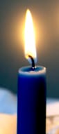 A lit blue candle